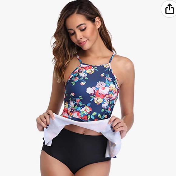 NWT MARINAVIDA Ruffle Floral Swim Top - Picture 3 of 6